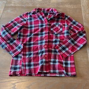 Plaid Button-Up Pajama Top